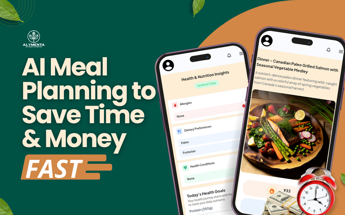 AI Meal Planning thumbnail showing mobile app interface for saving time, cutting grocery costs, and reducing food waste.